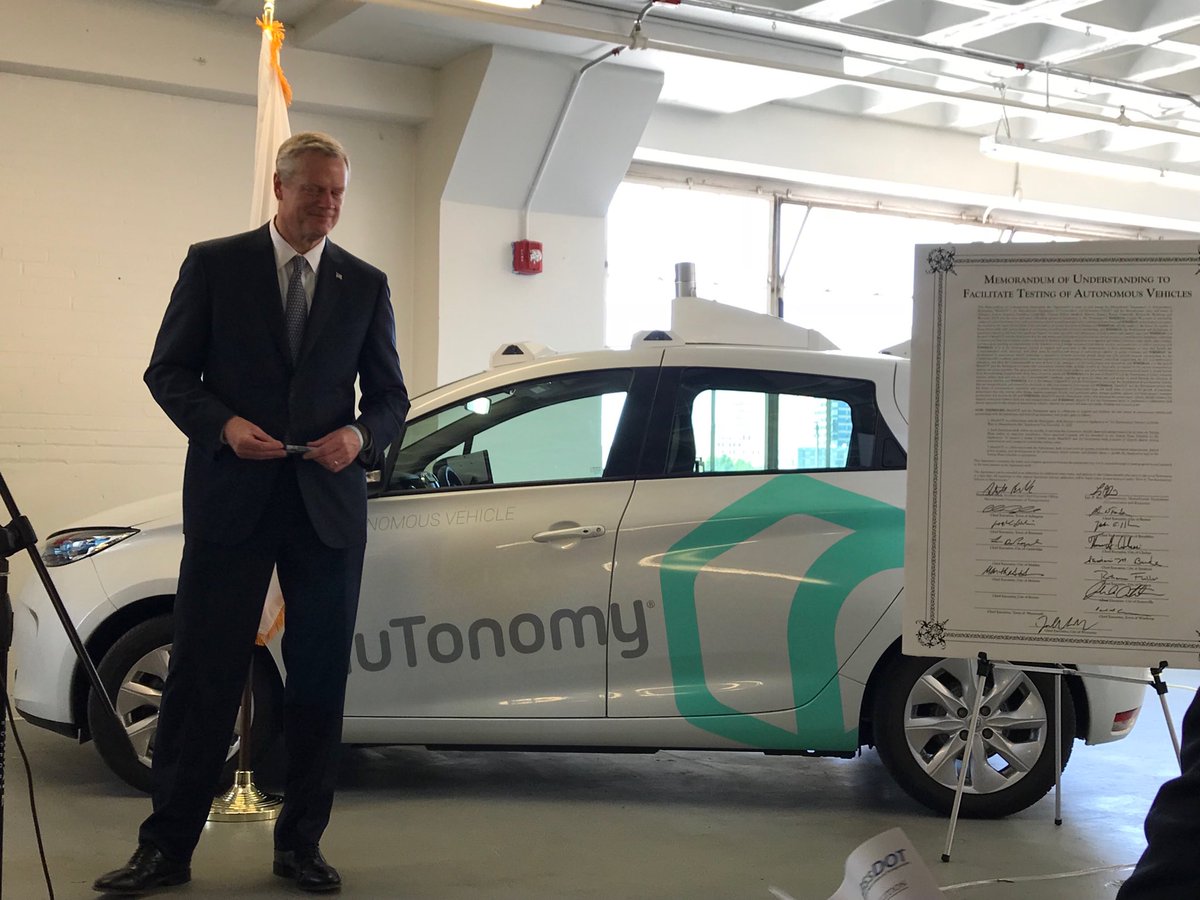 Tom Hopcroft (he/him/his) (@thopcroft) on Twitter photo Great to see local <a href="/nuTonomy/">nuTonomy</a> automated vehicle here at <a href="/MassRobotics/">MassRobotics</a> with <a href="/MassGovernor/">Governor Maura Healey</a> and other leaders for AV testing MOU signing Great to see local <a href="/nuTonomy/">nuTonomy</a> automated vehicle here at <a href="/MassRobotics/">MassRobotics</a> with <a href="/MassGovernor/">Governor Maura Healey</a> and other leaders for AV testing MOU signing