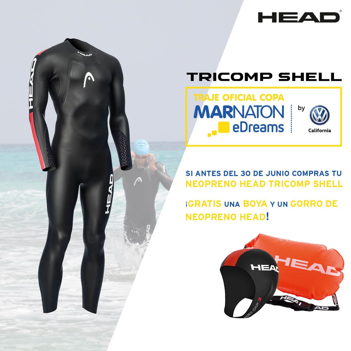 Marnaton's tweet photo. El TRICOMP SHELL de #HEADSwimming, #neopreno oficial de la #CopaMarnaton @eDreams_es by @VW_es #California. https://t.co/n0Nka26mTN
