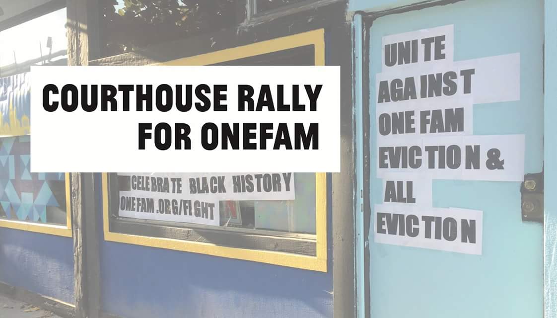 jfpark3's tweet photo. This morn we're in Hayward w/ @1Fam demanding the judge grant a "motion to set aside the default judgement," meaning the eviction process restarts. If the process restarts, there's more time to fight in & outside of court. #OneFam https://t.co/KXXyCW7oKZ https://t.co/TZlFihcYnV