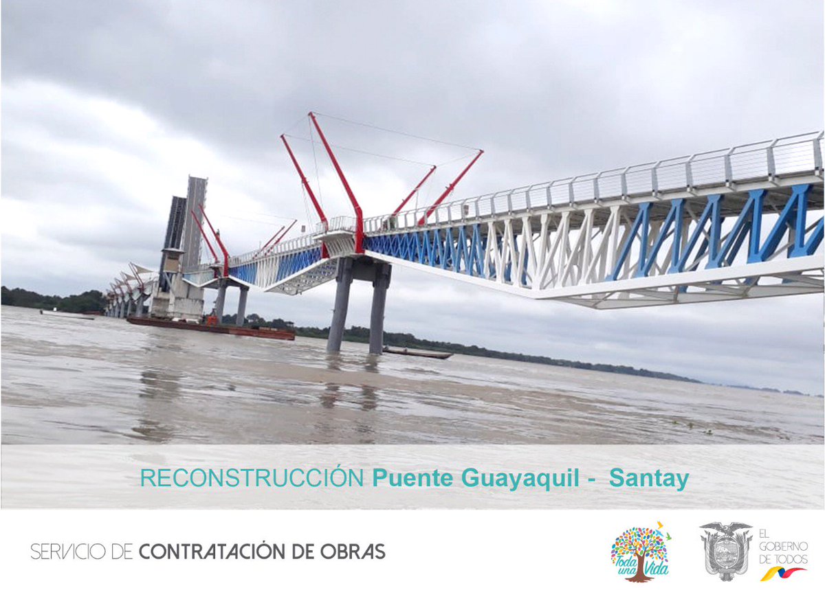 SECOB_Ec's tweet photo. Cumplir con los plazos establecidos en la ejecución de obras es cumplir con la ciudadanía y con el país. Entregamos la reconstrucción del Puente Guayaquil – Santay. @Lenin @Presidencia_Ec https://t.co/wh5rOZBPsU