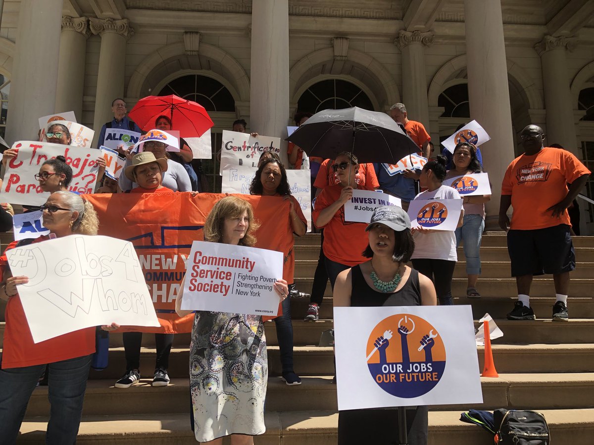 NYCETC_org's tweet photo. Irene of @CSSNYorg: There’s no guarantee @NYCMayor’s 100K jobs plan will be accessible for low income communities that have been left out of city’s economic boom. Now that #FairFares has removed transit as barrier to economic opportunity, let’s make good jobs a reality #Jobs4Whom https://t.co/WArX7SIt5Q