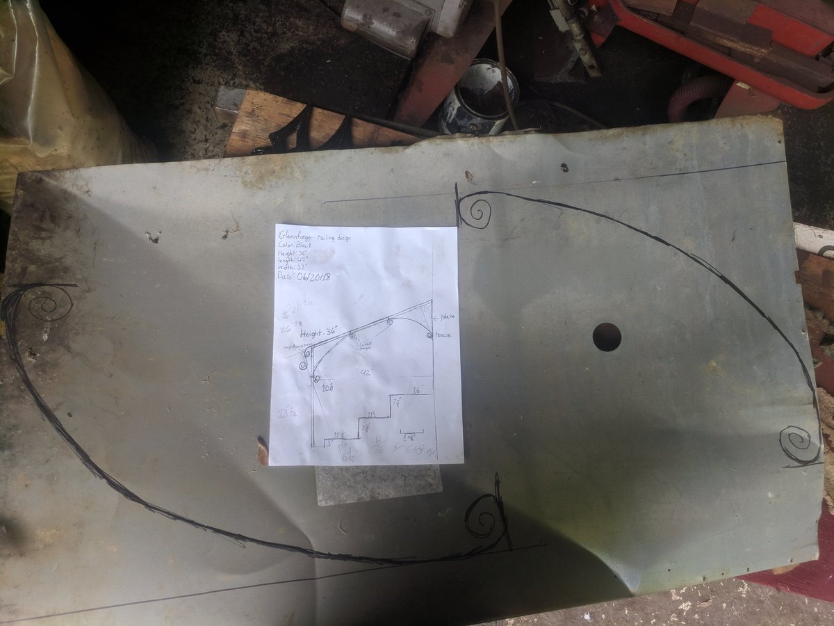 GlennForging's tweet photo. Finally started on my first Commission in my area for a hand railing for someone's home getting things rolling now more updates soon I'm so pumped!
 #GlennForge #Blacksmithing #Metalwork  #Blacksmith  #Handmade #Entrepreneur #Business #Commission https://t.co/Io1pwr6fzu