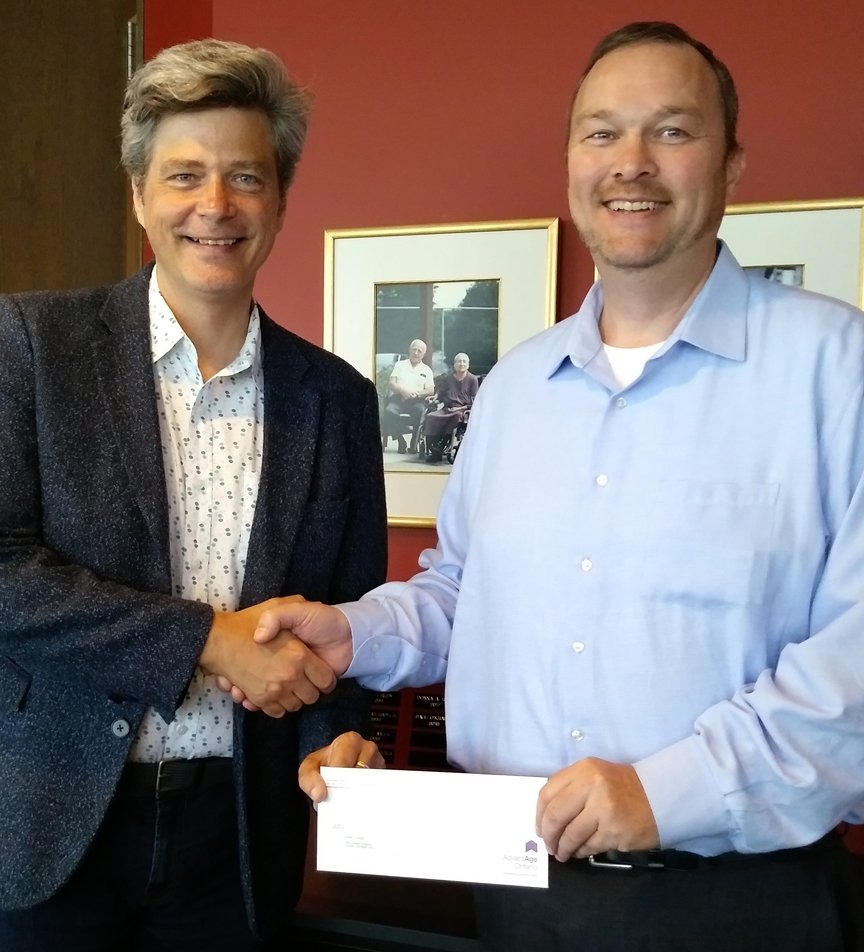 AdvantAgeOnt's tweet photo. Tom Carson from @SmileTheatre stopped by AdvantAge Ontario to pick up our donation to his charity, which puts on professional performances that enrich the lives of seniors. The donation was provided by us on behalf of of our #ASC2018 Convention speakers https://t.co/f2EwS4LAen https://t.co/StCCR9xcLt