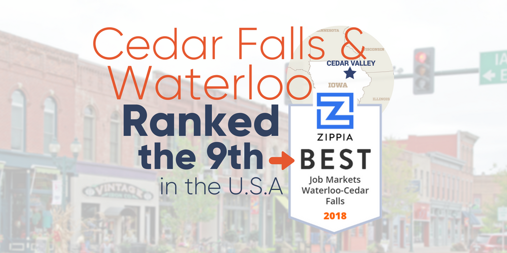 What an honor this is! The #CedarValleyofIA has been named one of the top 10 cities in the nation for best job markets. 

Thank you to all our companies and their employees, your hard work has not gone unrecognized.