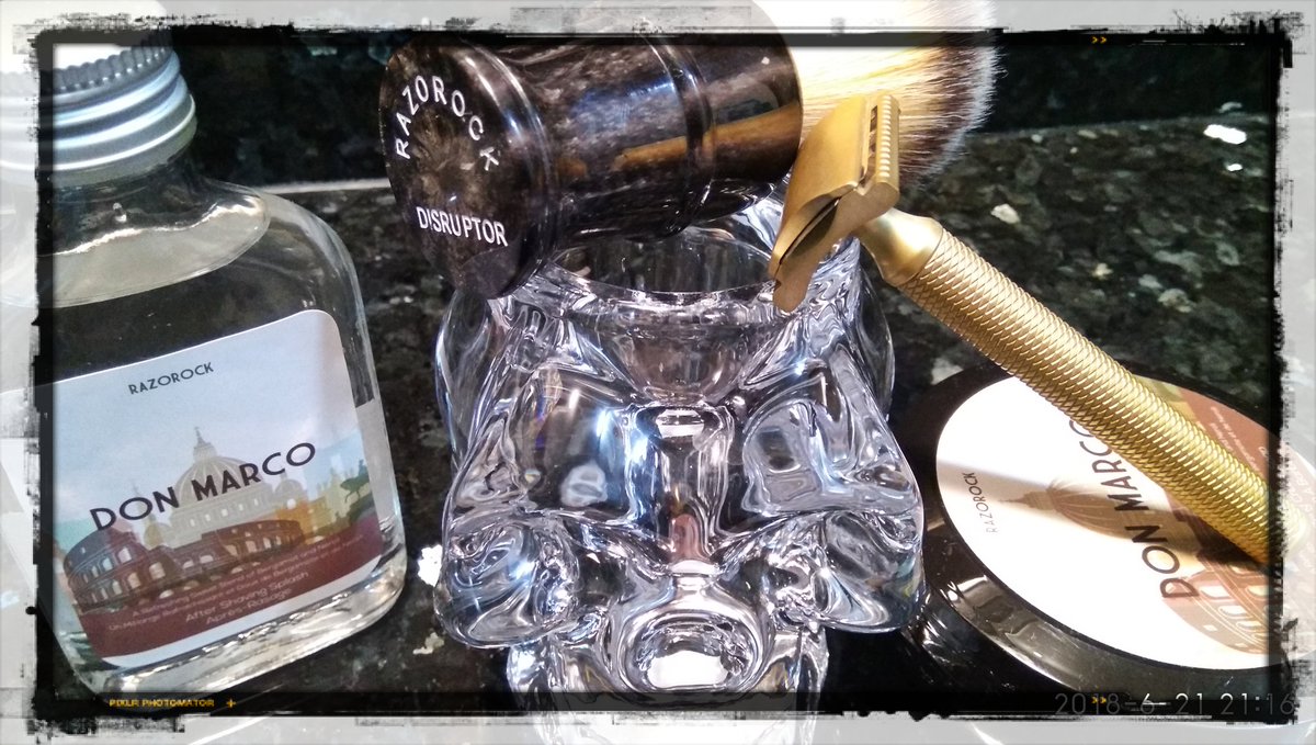 luv2shave's tweet photo. #SOTD #WetShaving #shaving #shave #Razorock Don Marco #shavingsoap #aftershave #Disruptor #plissoft #shavingbrush #karveshaving #Christopherbradley #brass #CNCmachined #safetyrazor #Gillette #WilkinsonSword #blade @razorockJoe @GilletteIndia https://t.co/saCM3sFaWW