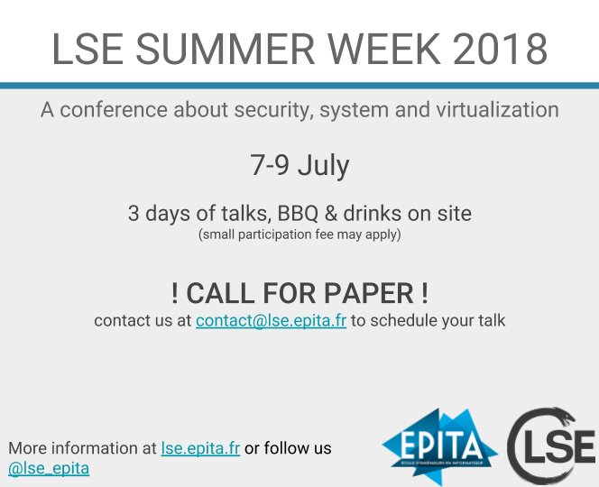 lse_epita's tweet photo. LSE Summer week 2018's Call for Papers is now open ! 

https://t.co/sED5K4a3Ir https://t.co/x7tnf2kcyD