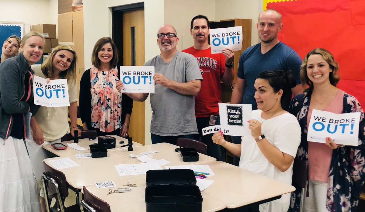 mrsbowersedu's tweet photo. Teacher’s breaking out today! #cdsd #breakoutedu @amberattheshift https://t.co/RxR8OV5Ss7