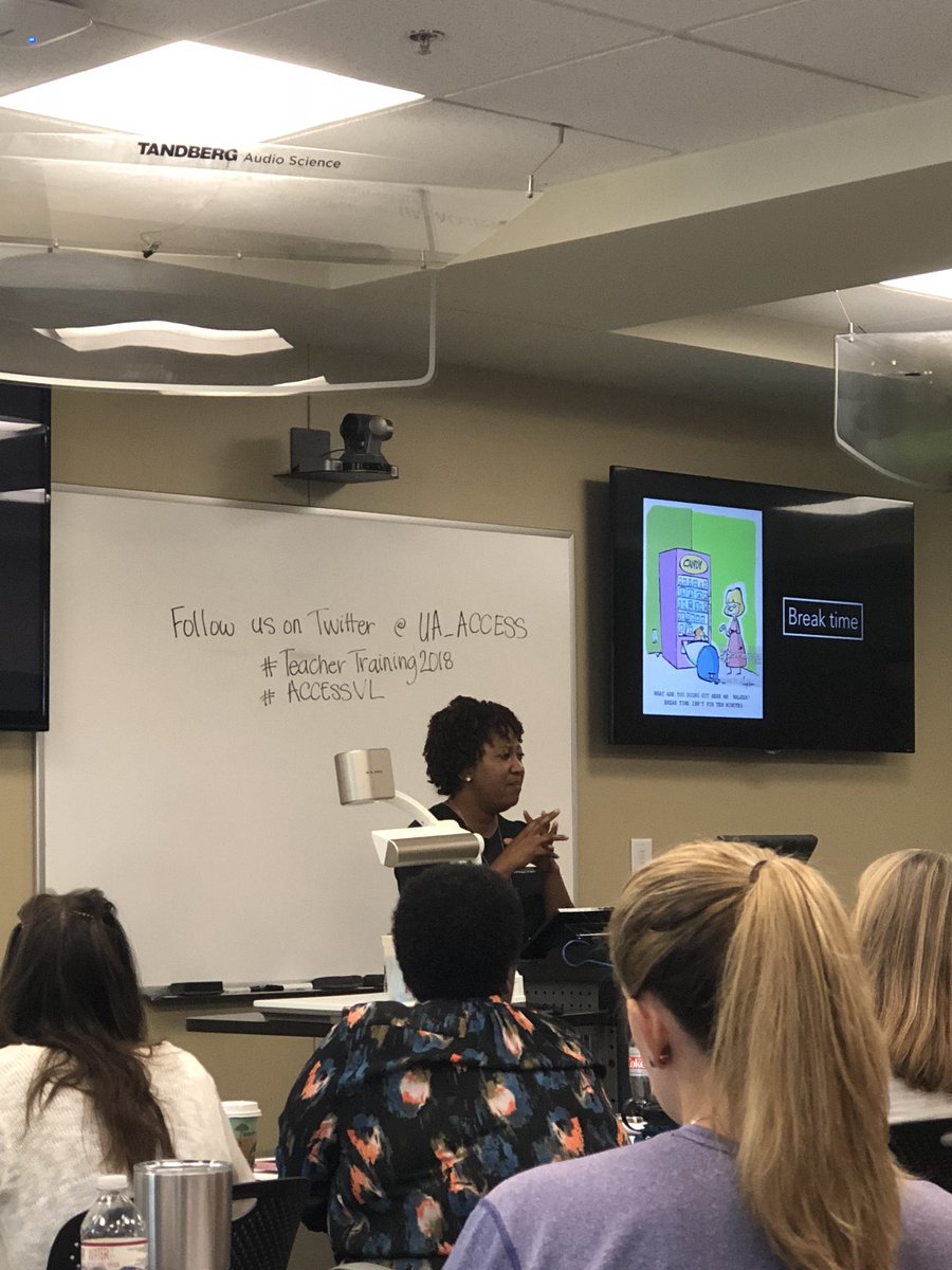 UA_ACCESS's tweet photo. @SanRobinson1 is discussing how to handle IEPs in your online course.  #TeacherTraining2018 https://t.co/kKOLR2835P