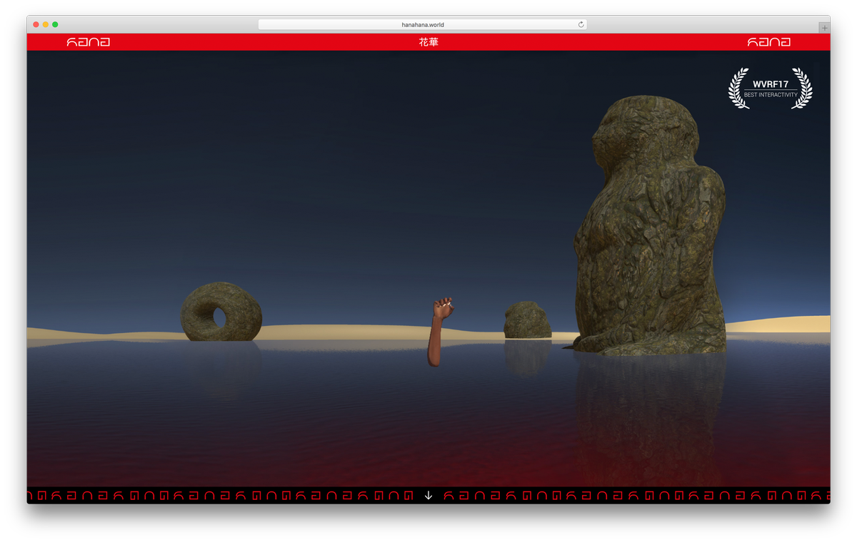 stinlemp's tweet photo. HanaHana. Website for a short imagination of the vr art project «HanaHana» by Mélodie Mousset and Naëm Baron. Central element is the little game, simulating the actual vr game. By growing arm chains the user is moving forward on a repeating background. https://t.co/F24HbltxRo https://t.co/7zYFJYxZSY