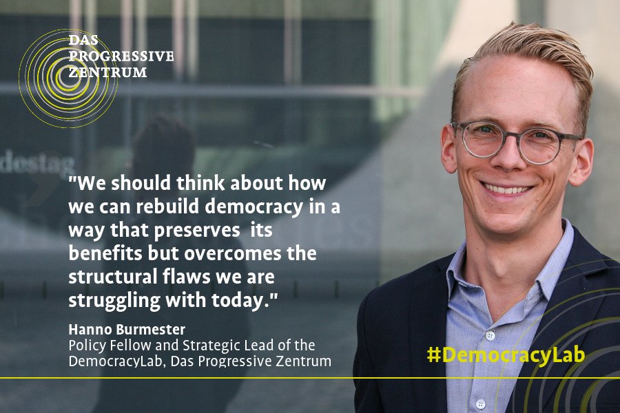 New Paper in the #DemocracyLab! Policy Fellow and Strategic Lead of the Lab, Hanno Burmester, defines seven sketches for a new democratic purpose and towards the next democracy: progressives-zentrum.org/diskussionspap…
Interested in this topic? Watch out for our #INNOCRACY18 Stream next Thursday!