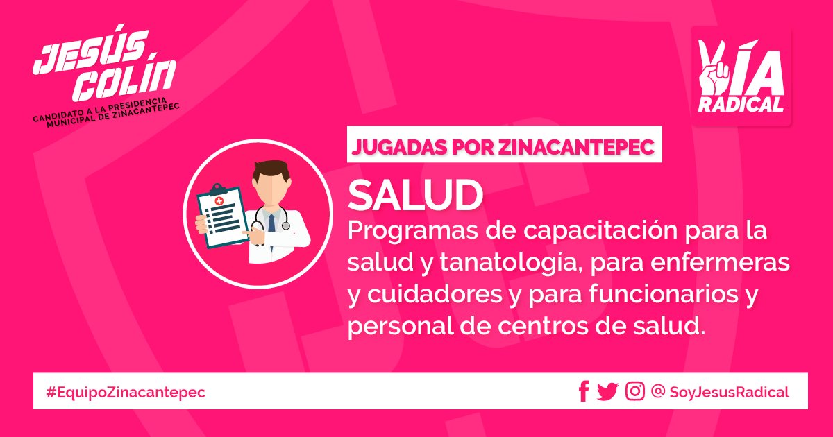 SoyJesusRadical's tweet photo. La salud de los zinacantequenses es uno de mis enfoques, por eso cuando llegue el cambio radical, tendremos profesionales en salud más capacitados y disponibles para la comunidad.
Vota #JesúsColín #VíaRadical #Capacitación #Salud https://t.co/KZ00jn9eeT