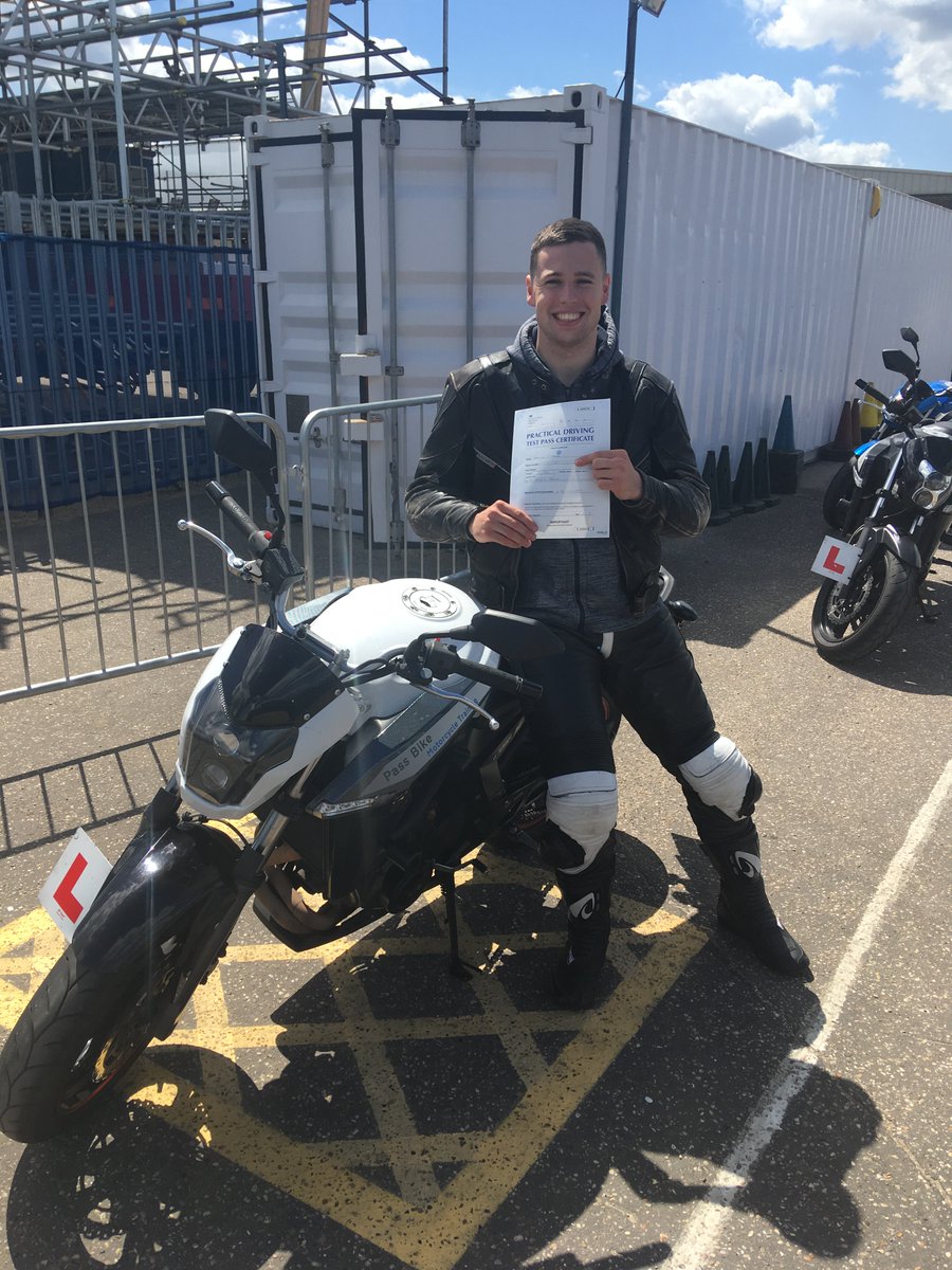 PassBike's tweet photo. Congratulations to Domonic on Passing Module 2 today at #ipswichdtc! (look at that grin!) We look forward to seeing the new bike soon and hope to see you on a ride out #passedwithpassbike https://t.co/yYz8Ot6uMA