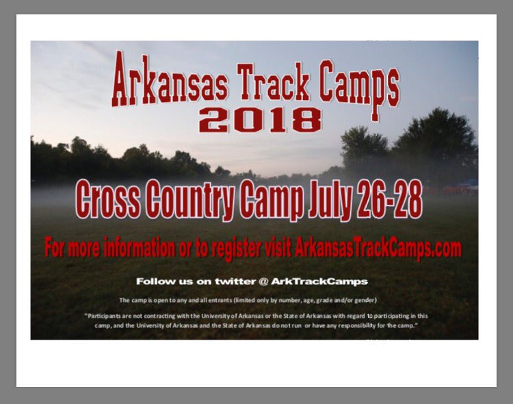 ARKTrackCamps's tweet photo. Distance runners, are you ready for the upcoming cross country season?! Join us July 26th-28th! Register @ https://t.co/9NFqYPdiON #WPS https://t.co/knBrS9fCJK