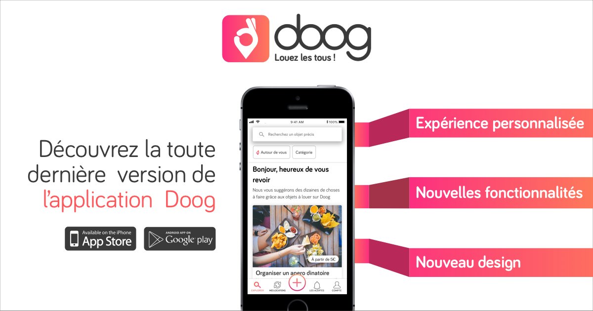 Doog_France's tweet photo. C’est le jour J ! 🔥🔥
On est très fier de vous annoncer la sortie de notre toute nouvelle application. Encore plus simple, encore plus rapide et surtout plein de nouvelles fonctionnalités à découvrir ! 😍
Pour la télécharger, c’est par ici : https://t.co/ez6SkRnEk5
#FrenchTech https://t.co/DllsS8Pcny