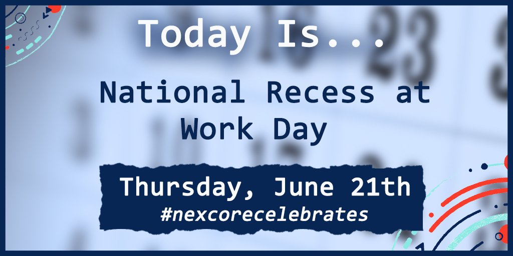 FollowNexCore's tweet photo. National Recess at Work Day! Okay, nostalgia moment, what is your favorite recess game or playground equipment? Let us! And, for all you #entrepreneurlifestyle gurus, #GOOUTSIDETODAY!!! 
#mynexcore #nationalday2018 #recessatwork #recessmatters #guru https://t.co/CiVkMTWIbS