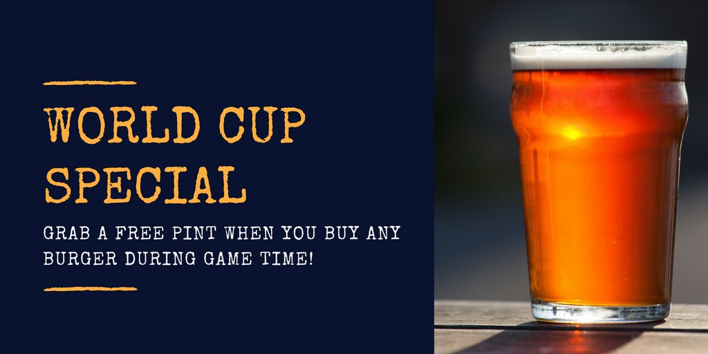Throughout this world cup season, we at George Street Social are offering you a FREE pint of Amstel with every burger purchased during game time! #worldcup