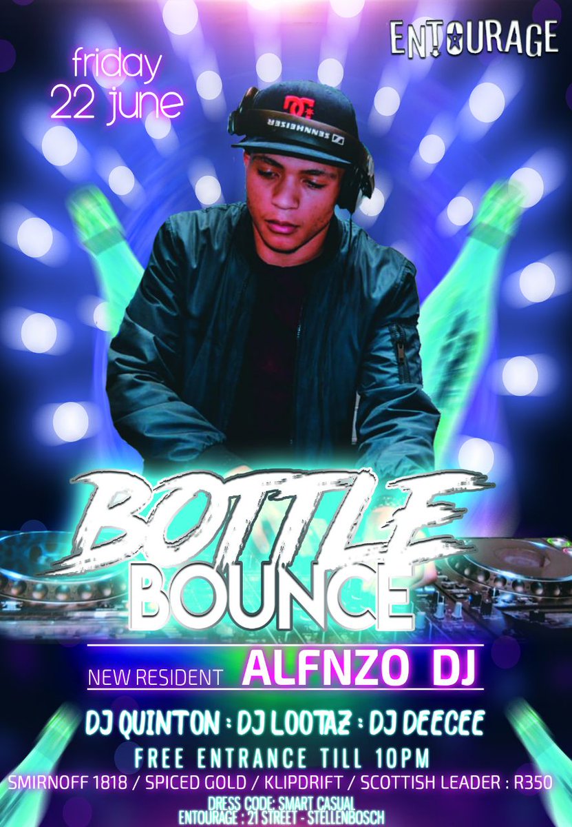 Entourage_Club's tweet photo. This weekend we're yet preparing ourselves for a TurnUp of note at @Entourage_Club

Friday we welcome our new resident DJ @alfnzo_dj to Entourage. 
R30 gets you in.

Saturday it's all about the ladies 💃 ladies enter free till 23:00. 
R30 afterwards.

Tag your buddies below 💎 https://t.co/9sobnthRog