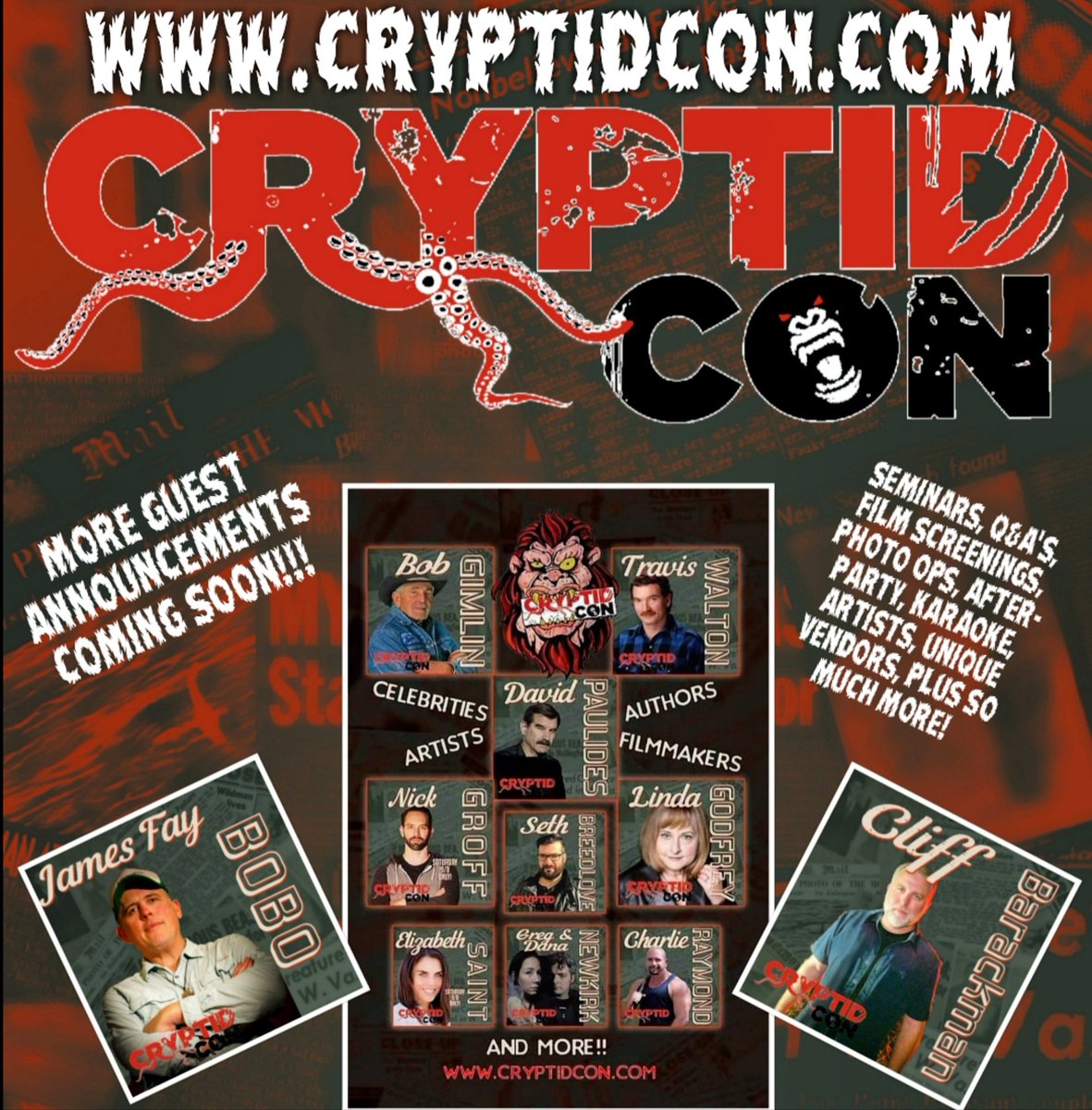 CryptidCon's tweet photo. Cryptid Con is sneaking up on us like a monster coming out of the forest covered by the darkness of the night! VIPs are SOLD OUT and the host hotel is down to under 20 rooms left! DO NOT miss out on the Cryptid event of 2018!!!! https://t.co/jyhTXQJq43 https://t.co/lFwScGLRIy