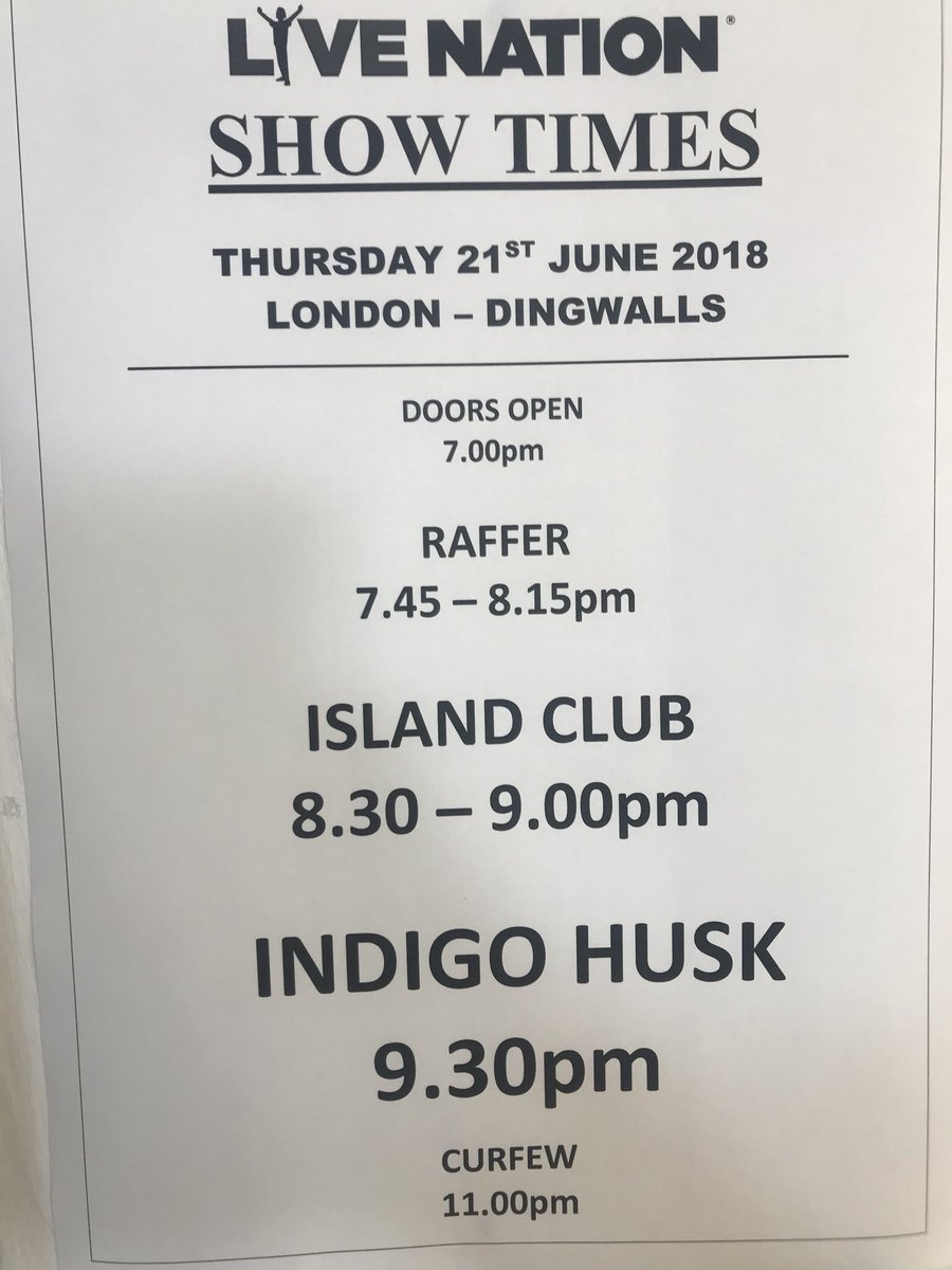 Set times for tonite guys - still tix on the door £12 💖