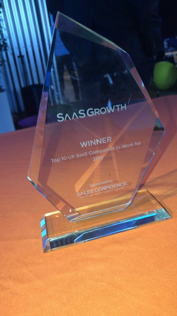 XactlyEMEA's tweet photo. We are delighted to have received an award for being the Top 10 UK SaaS companies to work for 2018 by @Salesconfidence #SaaSGrowth2018 😊 https://t.co/LVvsYMpUev