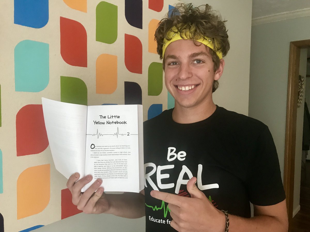 TaraMartinEDU's tweet photo. Look who just saw Be REAL!😆❤️
@kalebmartinREAL is a contributor in #REALedu. You don't want to miss his piece about his favorite teachers. So REAL. *Proud mommy😊

PS He's OWNIN' the #REALedu shirt while disc golfing! Reppin!
#tlap #leadlap #BookSnaps
📚https://t.co/XmuKTcexfr https://t.co/cN1I9qY6bJ