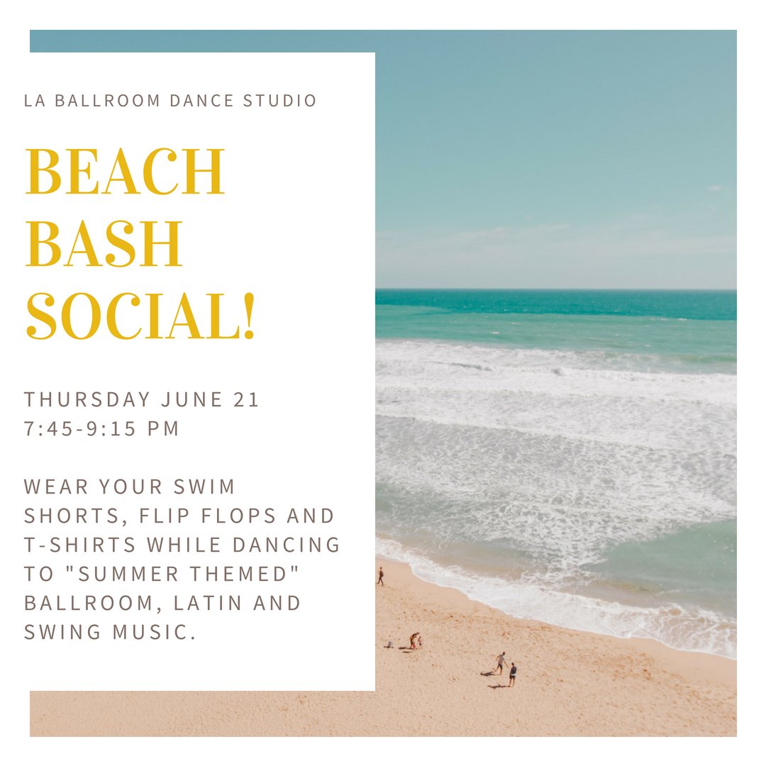 We hope to see you tonight at 7:45 pm our Beach Bash Social! Wear your best beach attire to have the best time! 

#beachbash #beach #summerparty #beachtimes #summer #summer2018 #ballroomdance #dance #dancing #shermanoaks #losangeles