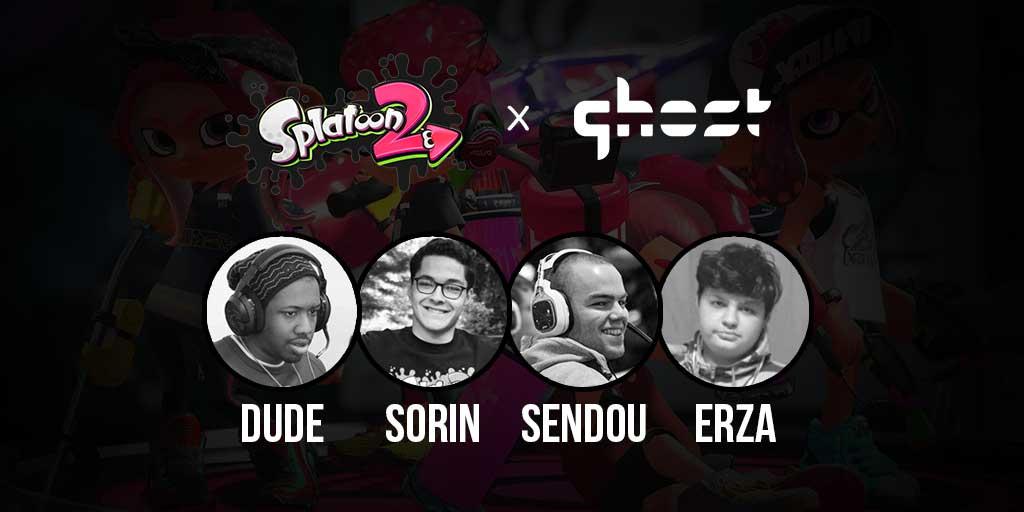 GhostEsports's tweet photo. #GhostGang is jumping into #Splatoon2 with a new roster! Please welcome: @Sendouc @sorin_mh @ThatSrb2DUDE @Erza_Mh #GhostSplat https://t.co/i3OZUqNczl