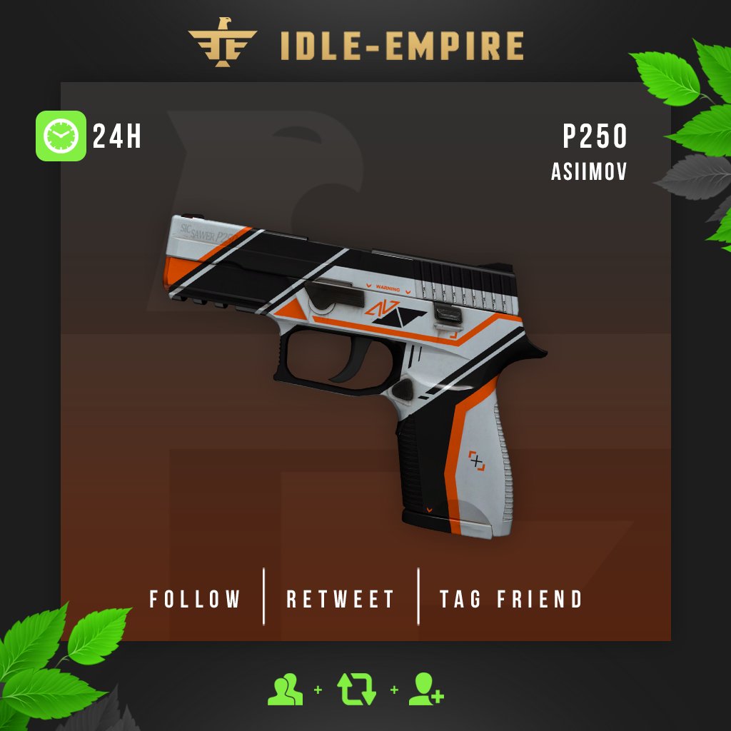 CSGOIdleEmpire's tweet image. P250 | Asiimov  - Giveaway! 🎁

Enter now:

✔️ Click idle-empi.re/2KURoGY      
✔️ Retweet this Tweet &amp;amp; Follow us
✔️ Tag a friend

Winner will be announced in 24 hours  🏆
