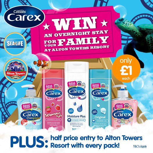 bmstores's tweet photo. 💆 #COMPETITION Time 💆

We're giving away an AMAZING opportunity to #WIN an overnight stay for your family at @altontowers!

To enter, simply FLW/RT &amp; COMMENT which Carex product you COULDN'T live without: Hand Cream, Shower Gel or Shower Cream!

Competition ends 9am 26.6.18 https://t.co/7T0wfbOtIn