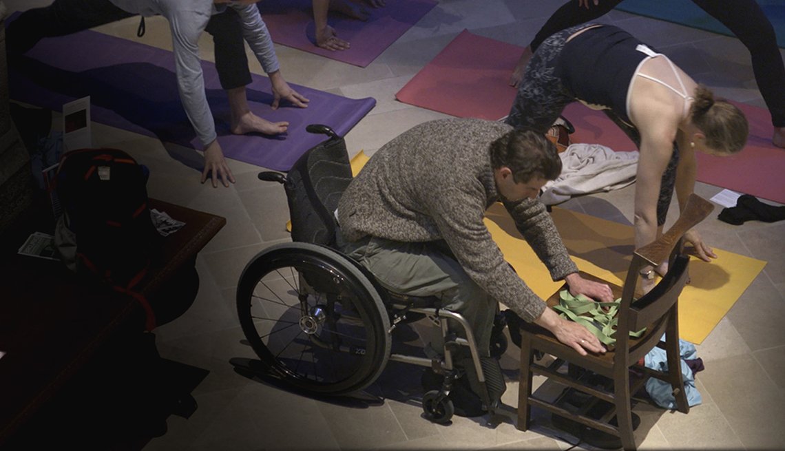 NationalRamp's tweet photo. From @AARP: Wheelchair Yoga, It's How I Roll      https://t.co/mjgqh9ncpY https://t.co/W1Mjg9mB9Y