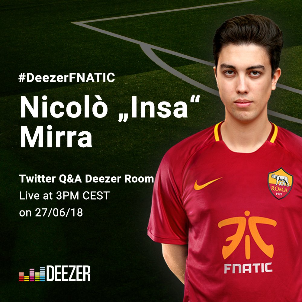 nicolomirra's tweet photo. I'll be in the #DeezerRoom next week! Tweet me your questions now using #DeezerFNATIC and you'll get your personal video message, answering your questions live next Wednesday 😎 https://t.co/iZyDfYfPKD