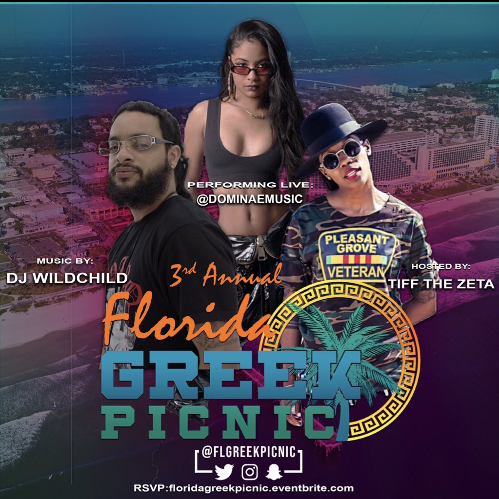 FLGreekPicnic's tweet photo. It is going down! July 11-14  Music by Daytona owns of DJ WildChild  @hot941 #WilinEnt. Everyone’s favorite Zeta @TiffTheZeta and performing her hot song🔥 #Daytona @DominaeMusic #FGP18 FLGP18 #FLGP 
Visit our Website today!!! 
#FGP the place to be this summer📍 Beat me there! https://t.co/EA8RlHr4vO