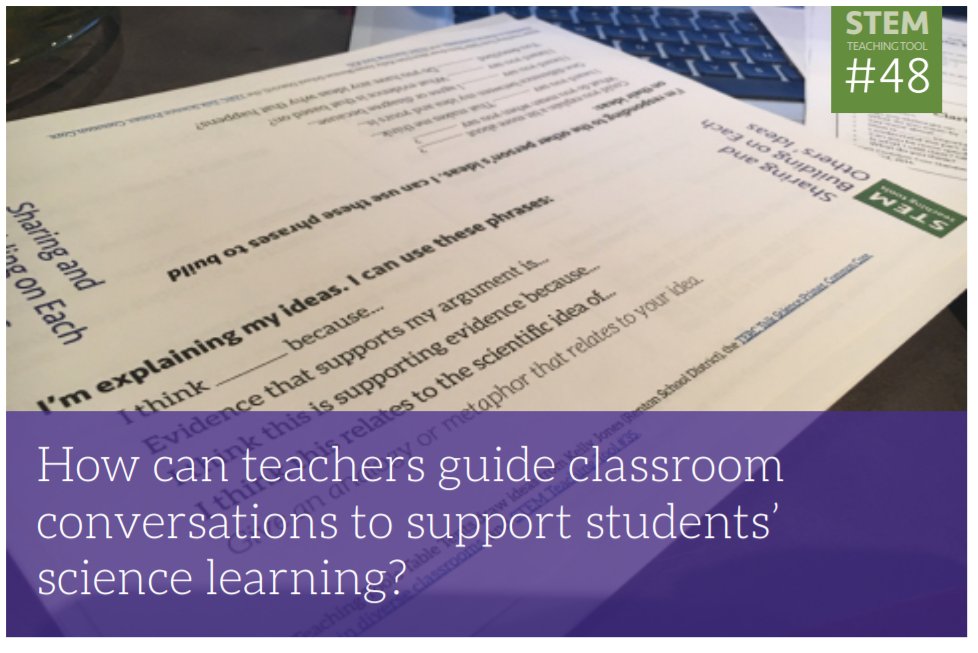 STEMTeachTools's tweet photo. This page includes a ton of resources to facilitate science talk in your classroom. Read more about why student talk important and access those resources here: https://t.co/UyKkg5PCnK #NGSSChat #NGSS #SciEd https://t.co/tj9PvSdRyD