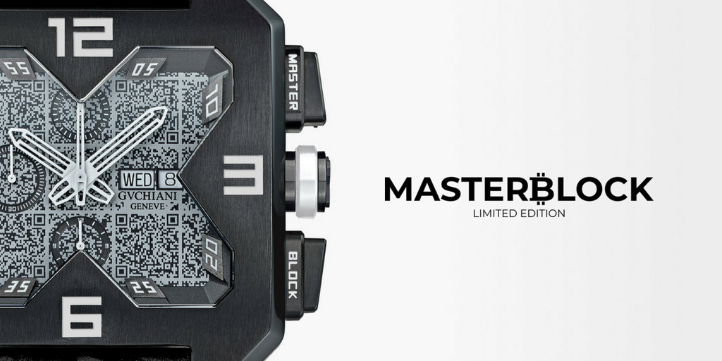 GvchianiGeneve's tweet photo. The MasterBlock, the first luxury mechanical Swiss watch in the Blockchain. https://t.co/BybO421byL #cryptolux #limitededition #luxurywatch #cryptowatch #bitcoin #blockchain #blockchainwatch #masterblock #cryptolex #cryptocurrency #genesis #satoshi @CryptoleXch @GvchianiGeneve https://t.co/4h6yzTeGLE