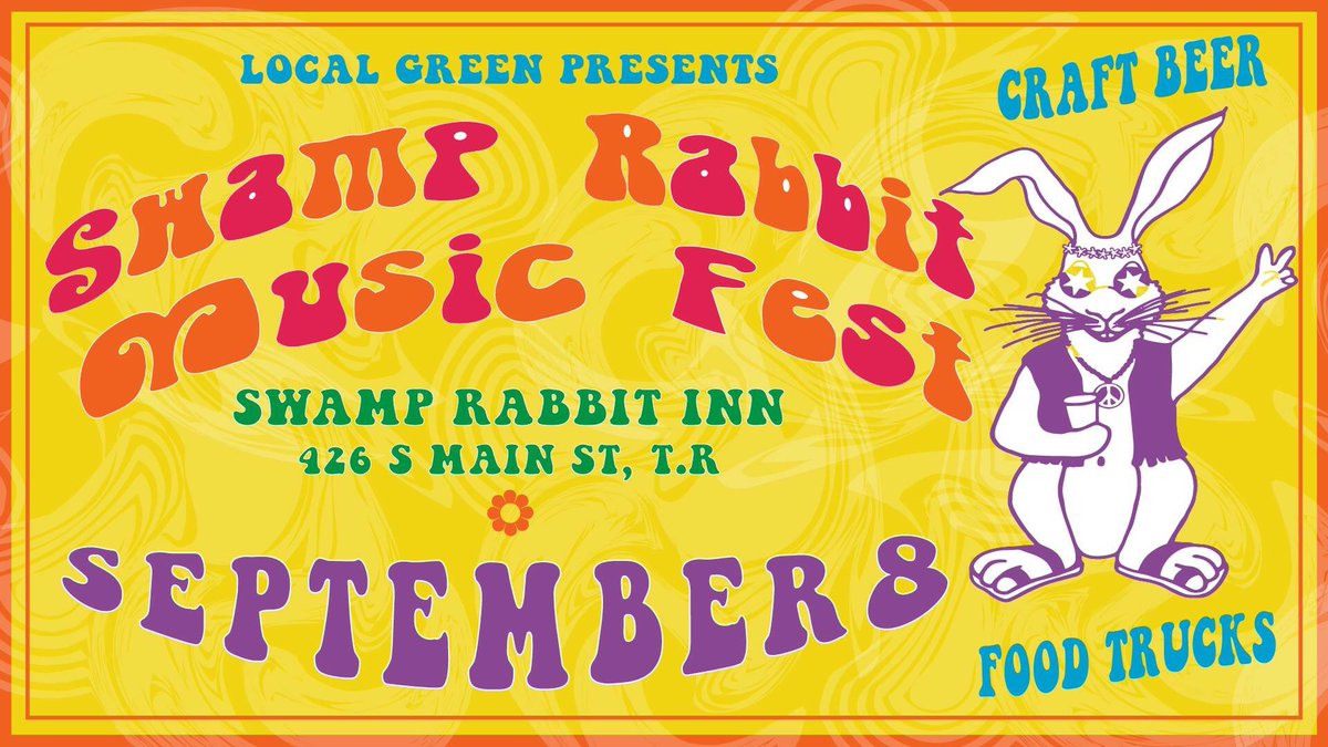 _Local_Green_'s tweet photo. #SwampRabbitMusicFest 2018. 

9/8/18 - music at 4p 
Six bands. Food trucks. Craft beer. Local Luthier. Awesome location. 

#LocalGreen #SRMF18 #GVLmusic https://t.co/URZvWZXeag