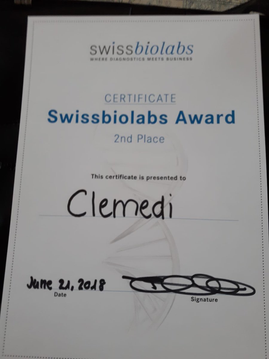 Clemedi_'s tweet photo. We had a great time at Swiss Diagnostics Start-Up Day
2018. @Clemedi_ won 2nd place in the #Swissbiolabs Award https://t.co/c5rhxf8cgj