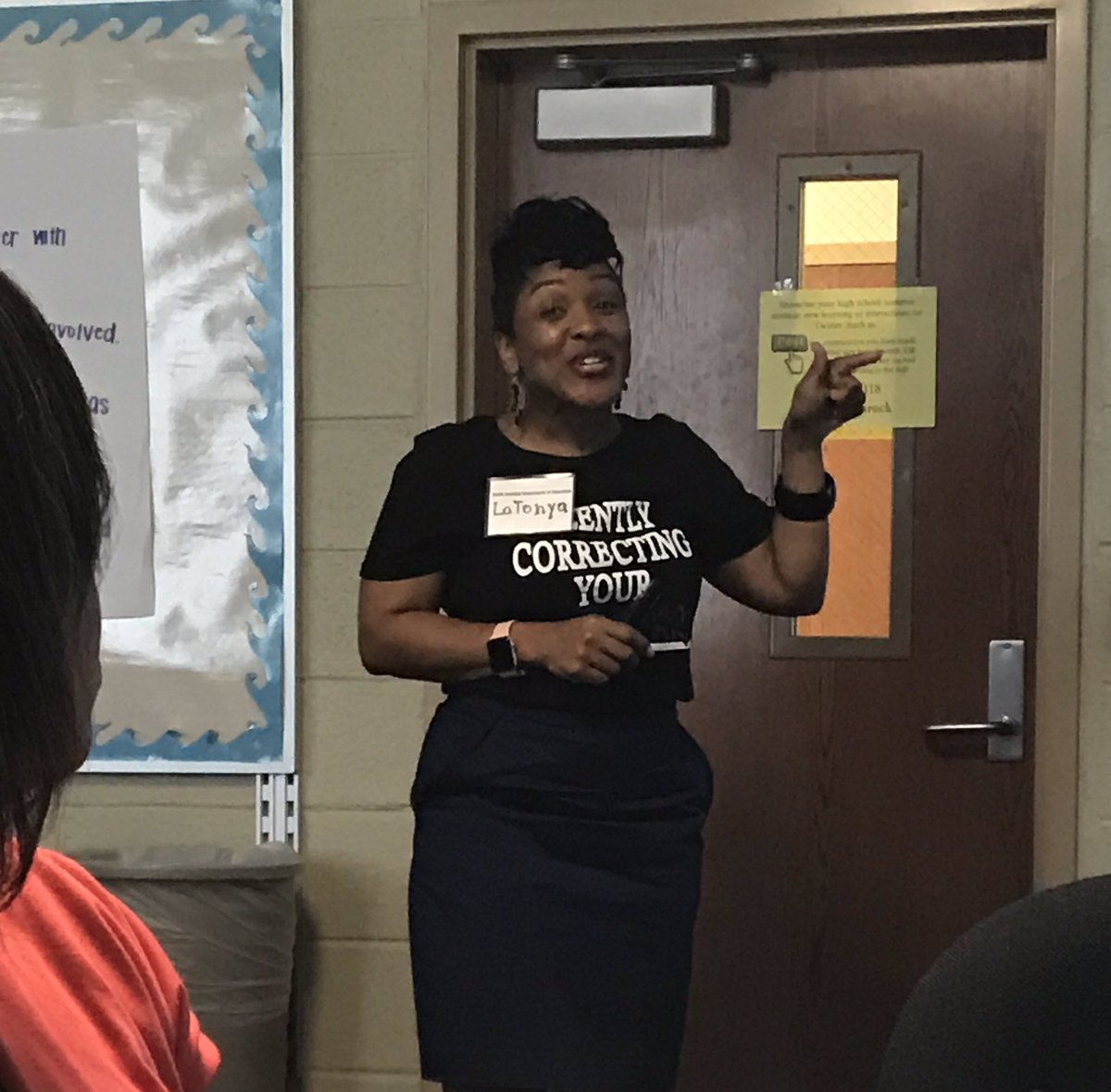 _KimBaxley's tweet image. LaTonya McNeill @mizz_mcn is the best!   This PD has re-energized me.  Super excited about creating text sets.  #textsets #PDLove #SCHSSI18 #elatexts #lex3grows
