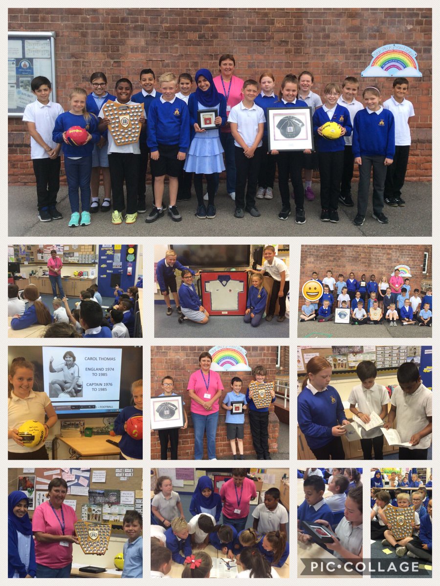 CliftonSch's tweet photo. Some Y4/5 children participate in a Q&amp;A session with Local Women’s Footballing Legend,Carol Thomas! She shared her passion,knowledge and experiences of the game and even brought along her shirt, caps, medals and other memorabilia! Thanks #LocalHero #EnglandCaptain #56caps #Legend https://t.co/DAhRyhciXM