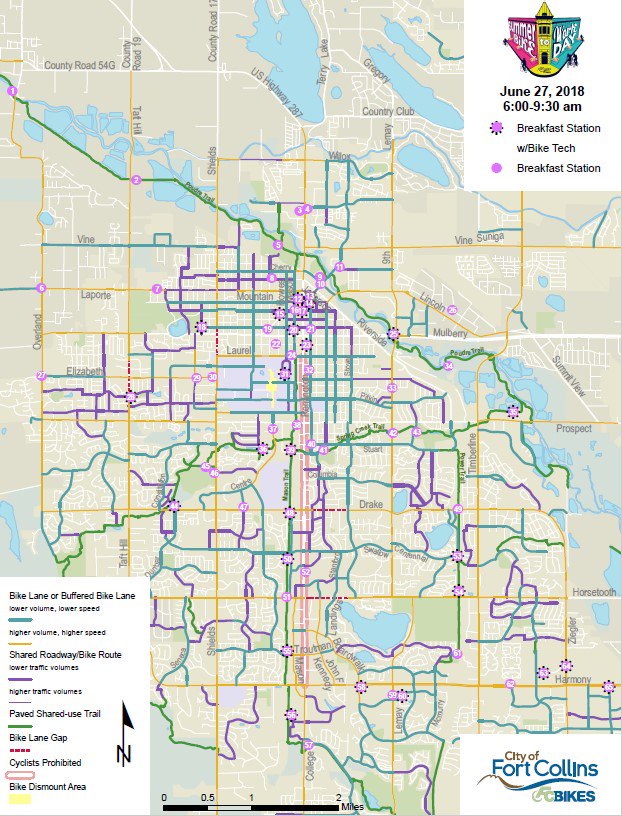 FoCoMoves's tweet photo. Check out our map of 2018 Bike to Work Day stations. Can you believe how many there are? Download this map at https://t.co/68TyoMeyX7. https://t.co/PkLXH6rANV
