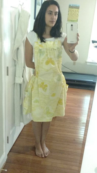 This is the outfit I've been working on made from some old sheets super old like 60s lol so technically