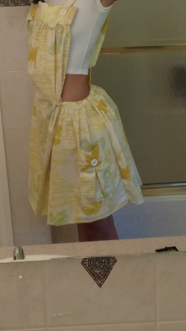 This is the outfit I've been working on made from some old sheets super old like 60s lol so technically