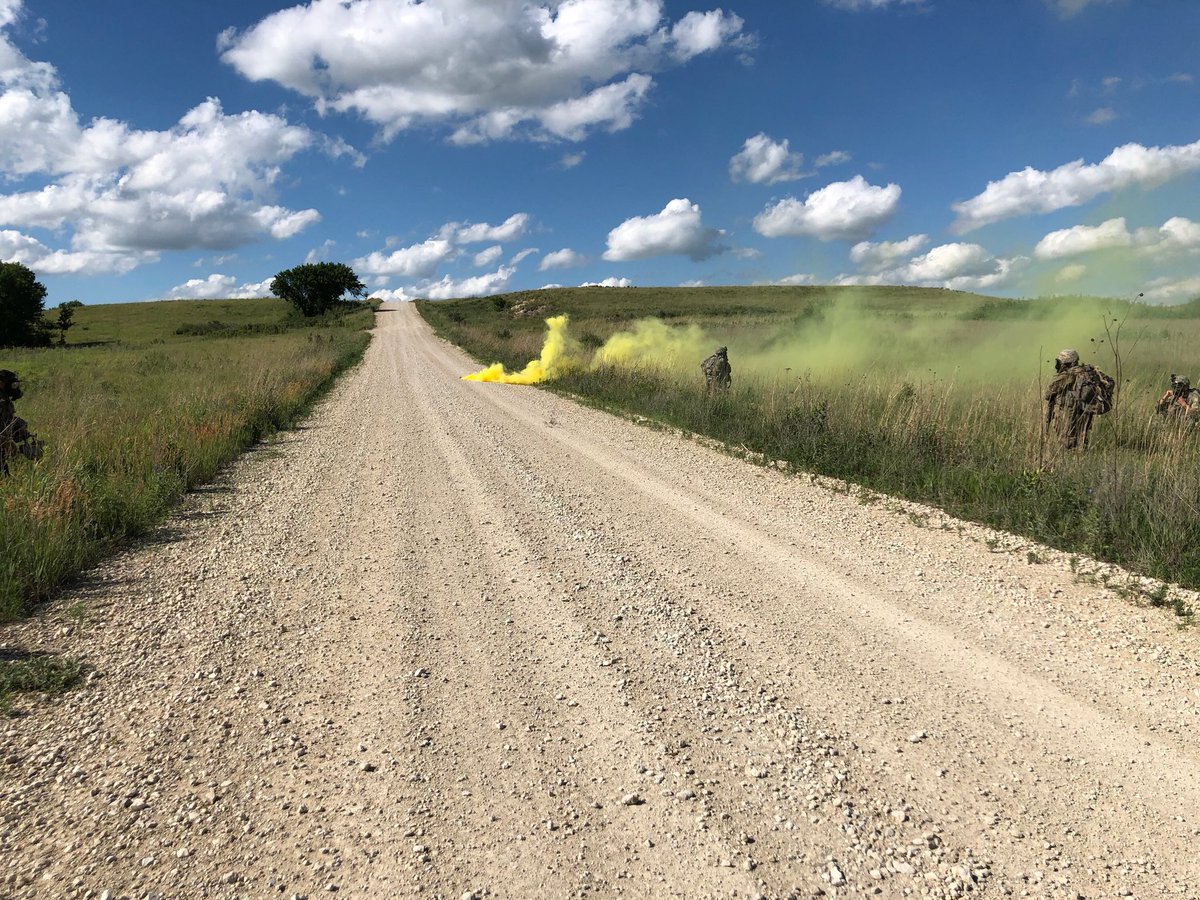 CavSaber06's tweet photo. 2nd PLT C TRP at the end of their final lane.  In these photos they executed an LDA crossing, reacted to IDF, reacted to CBRN attack, &amp; reacted to contact.

C TRP is our dismounted recon Troop.  By our math, they walked around 30 KM in full kit in far less than ideal conditions. https://t.co/QqgexY3PWW
