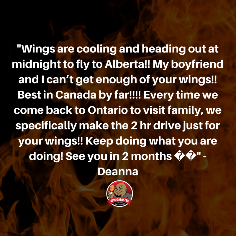 masterofwings's tweet photo. WOW! Deanna - you rock! We received this sweet message from Deanna and her boyfriend, who are flying our #Wingmaster wings back to ALBERTA with them 🔥🍗 Talk about LOYAL! We couldn't do what we do without the support of our amazing customers like you! https://t.co/Ji1TULf39p