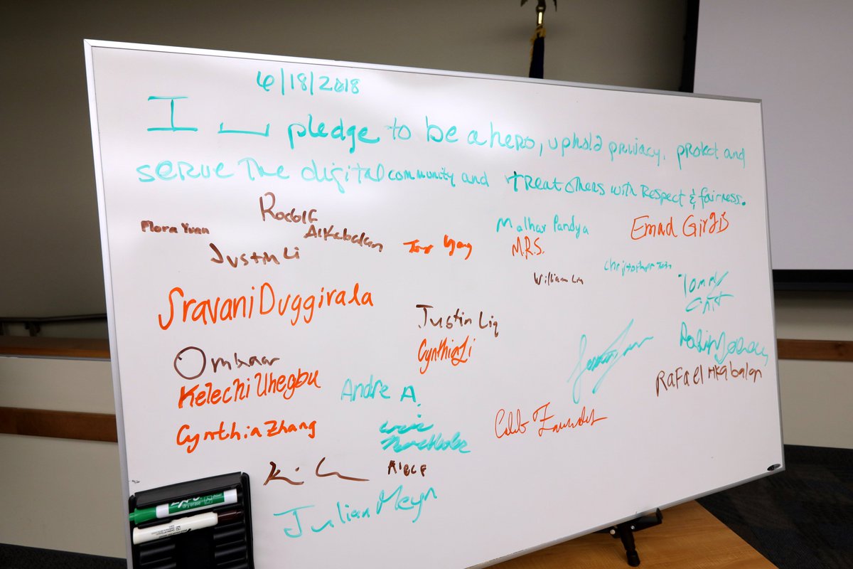 soecsd's tweet image. #CyberBootCamp Pledge: &quot;I pledge to be a hero, uphold privacy, protect and serve the digital community and treat others with respect and fairness.&quot;