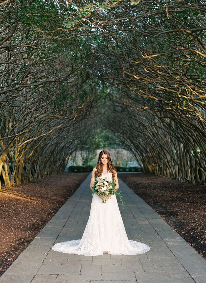 CasablancaBrida's tweet photo. Megan is GORGEOUS underneath this arching canopy of green! Can it get any more beautiful than this? | Dress: #Style2266 | Photography: Lauren Peele Photography | #CasablancaBridal #CasablancaBride #CelebrateForever https://t.co/MlMqI1M1yV