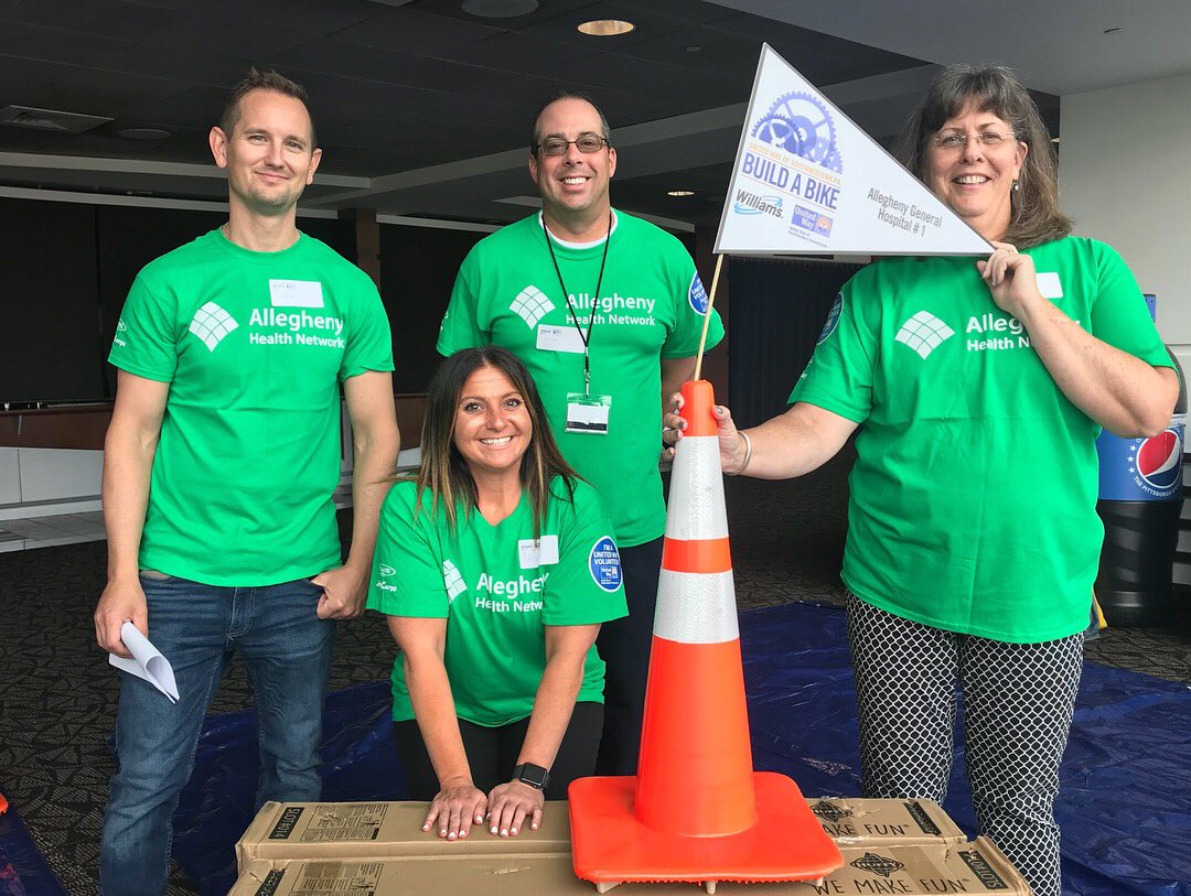 PEB5050's tweet photo. Today is @unitedwaySWPA’s annual #buildabikePGH event! I’m joining forces with local organizations to help kids build their very own bike - how cool is that? #teamwork #buildabikePGH https://t.co/Gq7eyVnYqs