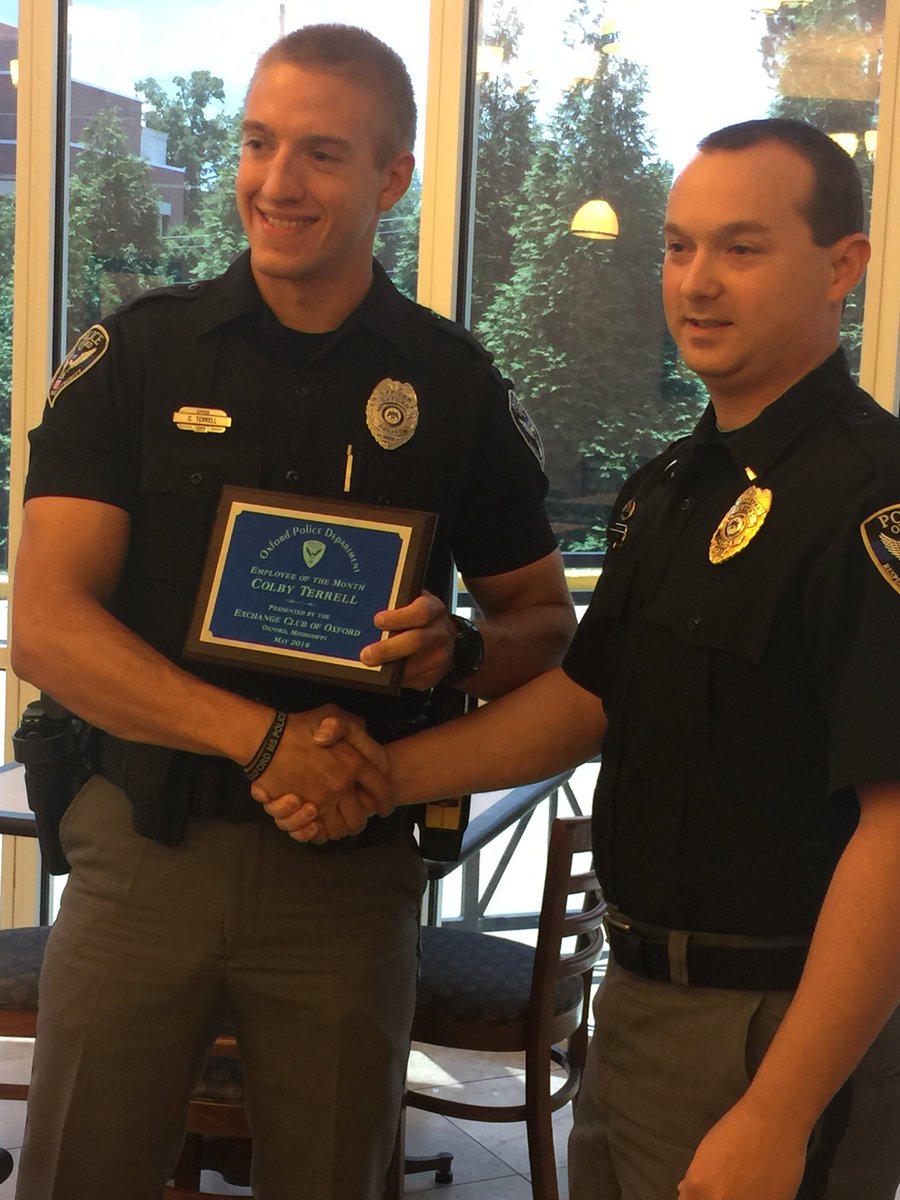 OxfordPolice's tweet photo. Congrats to Officer Terrell on being the Oxford @exchangeclub Officer of the Month for May. https://t.co/sxnyjHnzac