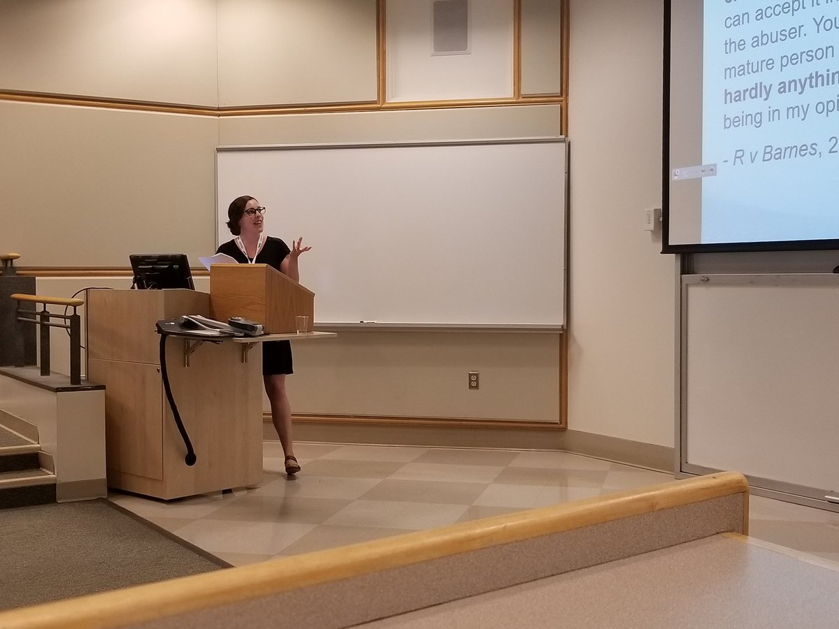 Brandon__Sparks's tweet photo. Non-consensual intimate image sharing: harm, responses, assumptions, and resiliency. @Carleton_U's @XaDodge doing some really interesting work!
#CriticalPerspectives2018 https://t.co/vfxq16uRNE