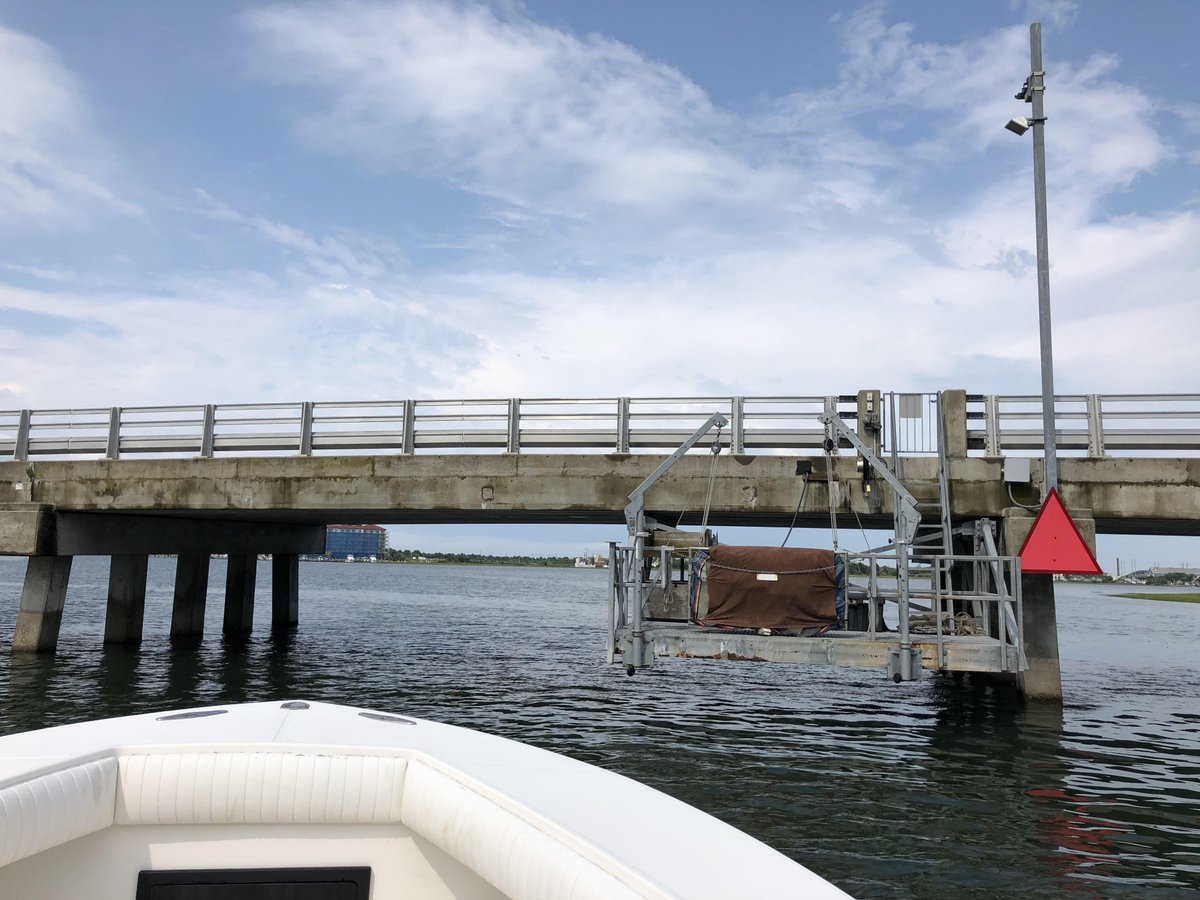 The NOAA National Marine Fisheries Service's sampling platform and net used to sample larval fish.  NC State University collaborates on this long-term project to monitor wild fish spawning success in an effort to better understand population dynamics. @CMAST_NCSU