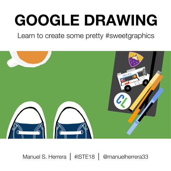 manuelherrera33's tweet photo. Oh you use #googledrawing to create graphic organizers? Awe that’s cute.
So why don’t you join me at #ISTE18 & l’ll help you & your students take their Google Drawing game to the next level. We’ll create some pretty #sweetgraphics! #tacotrucks #tacos #doodle #sketch #graphics https://t.co/cJ8ZJQtOt0